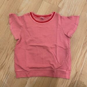 Splendid Coral Kids Tee with Ruffled Sleeves